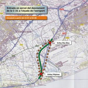 Posada en servei parcial del nou tram de l'autovia de Castelldefels (22 de juliol de 2007)